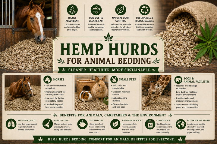 Hemp Hurds for Animal Bedding: Cleaner, More Absorbent, and More Sustainable