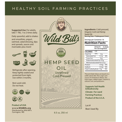 Hempseed Oil, Cold pressed, USDA Organic