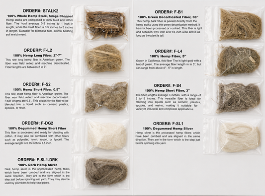 ORDER#: SPF Hemp Bast Fiber Sample Card