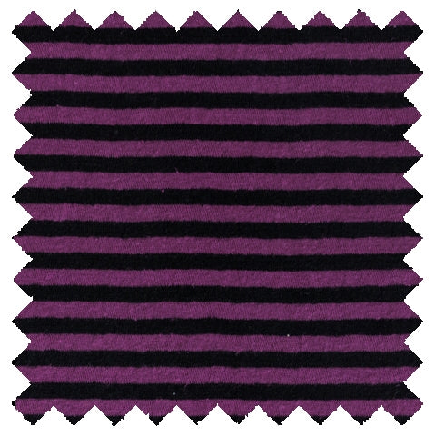 ORDER#: CA-K2-P4C2 55% Hemp, 45% Organic Cotton Jersey Purple & Black Stripes - Weight: 5 oz. Width: 63" Open
