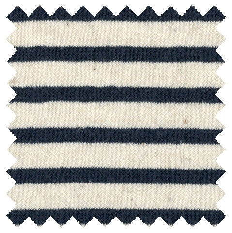 55% Hemp, 45% Organic Cotton Jersey Fabric, Navy Stripes