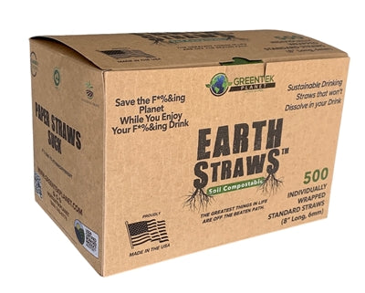 ORDER#: P-STRAW2 Hemp Plastic Straws, Individually Wrapped, Box of 500