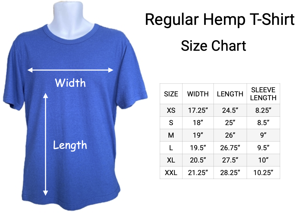 Regular Hemp T-Shirt, Order #: TSHRT-U2 – Technical Specifications