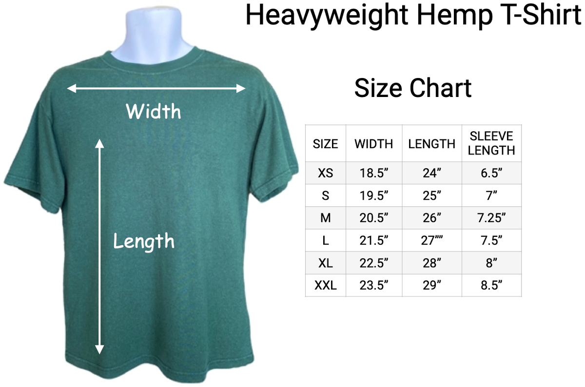 Heavyweight Hemp T-Shirt, Order #: TSHRT-U3 – Technical Specifications
