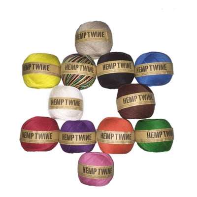 ORDER#: TWINEBALL-1MM-12 PACK 100% Hemp Twine, 1mm, Assorted 12-Pack