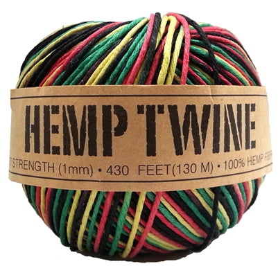 ORDER#: TWINEBALL-1MM-RASTA 100% Hemp Twine, 1mm, Rasta